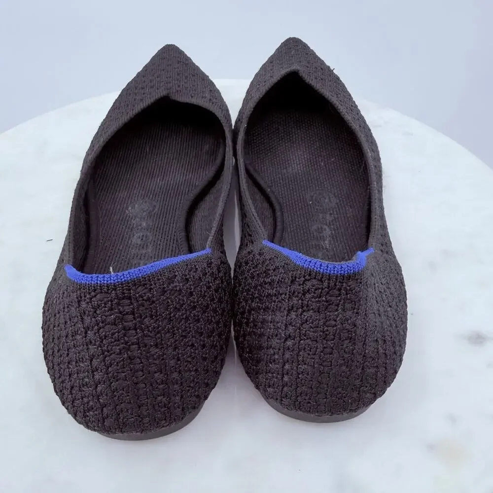 Rothy’s The Point Honeycomb Knit Flats Black Size 8.5